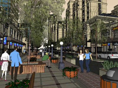 欧式商业街建筑SU模型下载_sketchup草图大师SKP模型