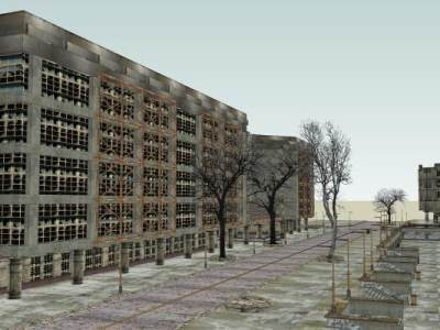 古老风格商业街道建筑SU模型下载_sketchup草图大师SKP模型