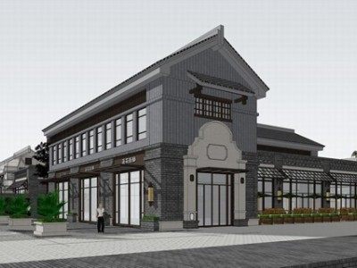 民国会所商业建筑SU模型下载_sketchup草图大师SKP模型