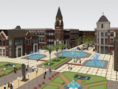 英式商业街建筑SU模型下载_sketchup草图大师SKP模型