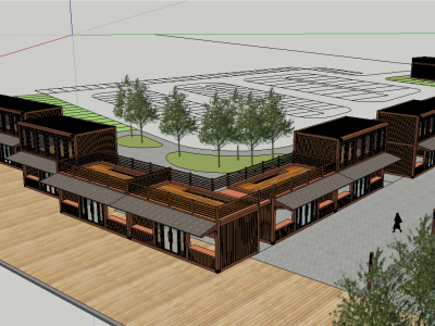 集装箱商业街入口建筑SU模型下载_sketchup草图大师SKP模型