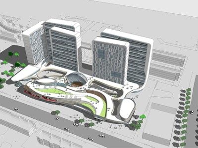 现代白色商业综合体建筑SU模型下载_sketchup草图大师SKP模型