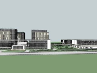 现代写字办公楼产业园SU模型下载_sketchup草图大师SKP模型