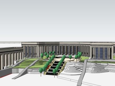 山地办公楼写字建筑SU模型下载_sketchup草图大师SKP模型