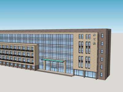 现代小型办公楼建筑SU模型下载_sketchup草图大师SKP模型