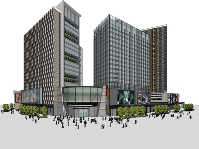 现代风格办公写字楼SU模型下载_sketchup草图大师SKP模型