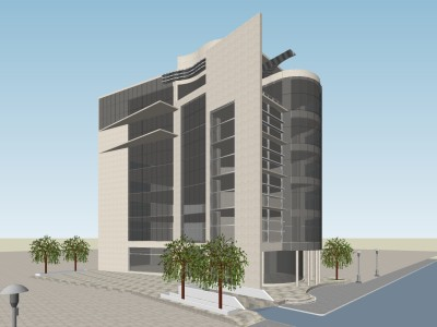 现代小型写字办公楼SU模型下载_sketchup草图大师SKP模型