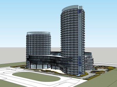 现代风格写字楼办公建筑SU模型下载_sketchup草图大师SKP模型