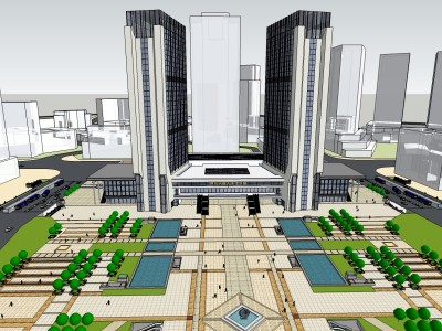 现代办公写字楼建筑SU模型下载_sketchup草图大师SKP模型