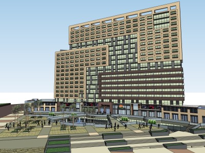 现代风格办公商住楼SU模型下载_sketchup草图大师SKP模型