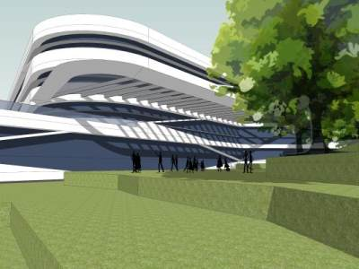 现代山顶写字办公楼SU模型下载_sketchup草图大师SKP模型