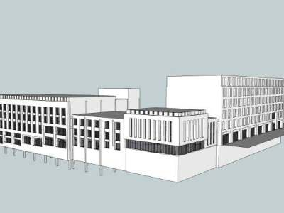 现代白色写字楼办公楼SU模型下载_sketchup草图大师SKP模型