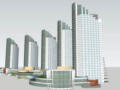 现代写字楼办公楼建筑SU模型下载_sketchup草图大师SKP模型