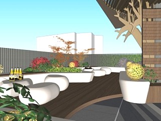 办公楼屋顶花园景观建筑SU模型下载_sketchup草图大师SKP模型