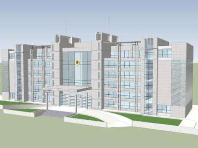 现代办公楼写字建筑SU模型下载_sketchup草图大师SKP模型