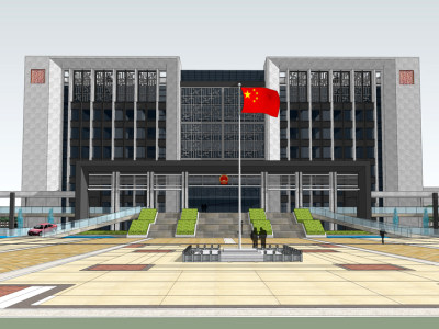 绍兴行政中心办公建筑SU模型下载_sketchup草图大师SKP模型