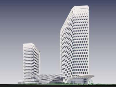 现代高层办公写字楼建筑SU模型下载_sketchup草图大师SKP模型