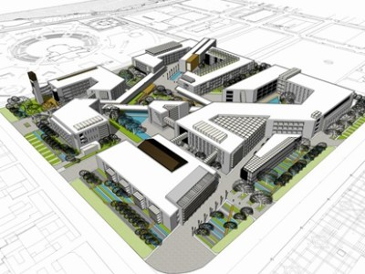 现代低层商务办公中心楼SU模型下载_sketchup草图大师SKP模型