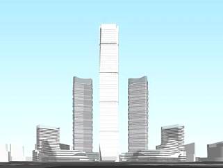 现代超高层办公楼建筑SU模型下载_sketchup草图大师SKP模型