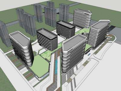 新华人才公寓酒店办公楼SU模型下载_sketchup草图大师SKP模型