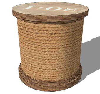 木制麻绳饶桶SU模型下载_sketchup草图大师SKP模型