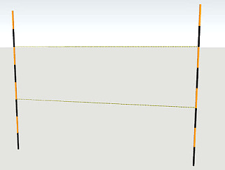 黑黄色色铁杆和两条连接线SU模型下载_sketchup草图大师SKP模型