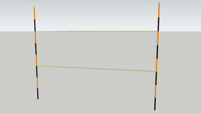 黑黄色色铁杆和两条连接线SU模型下载_sketchup草图大师SKP模型
