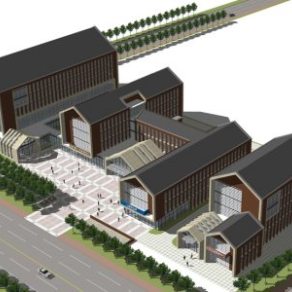 社区服务中心户外建筑SU模型下载_sketchup草图大师SKP模型