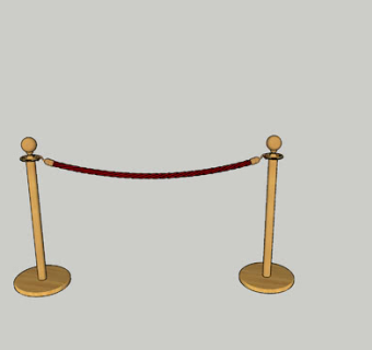 天鹅绒绳护栏SU模型下载_sketchup草图大师SKP模型
