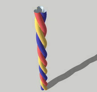 3股红黄蓝绳子SU模型下载_sketchup草图大师SKP模型