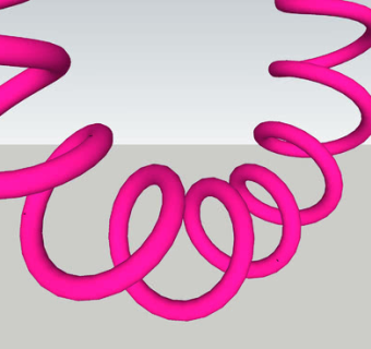 曲线螺旋的粉色绳子SU模型下载_sketchup草图大师SKP模型