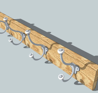 木制金属衣钩SU模型下载_sketchup草图大师SKP模型