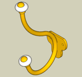 黄铜的衣帽钩SU模型下载_sketchup草图大师SKP模型