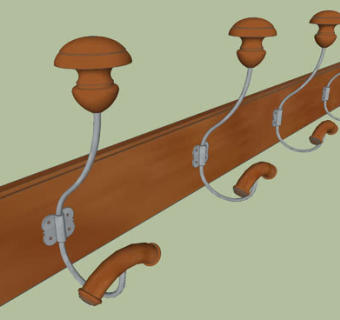 棕色壁式衣钩SU模型下载_sketchup草图大师SKP模型