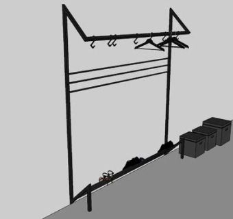 室内壁式挂衣架SU模型下载_sketchup草图大师SKP模型
