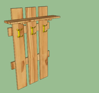 木板挂衣置衣架SU模型下载_sketchup草图大师SKP模型