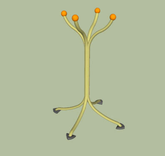 4挂型衣帽架SU模型下载_sketchup草图大师SKP模型