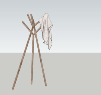 北欧卧室实木衣帽架SU模型下载_sketchup草图大师SKP模型
