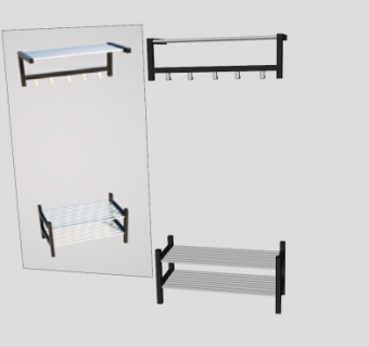 室内挂衣架和鞋架SU模型下载_sketchup草图大师SKP模型