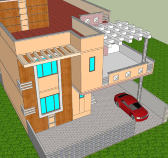 现代别墅双层建筑SU模型下载_sketchup草图大师SKP模型