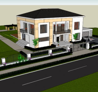 北欧别墅花园建筑SU模型下载_sketchup草图大师SKP模型