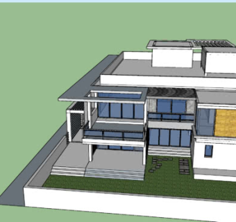 现代建筑独栋别墅SU模型下载_sketchup草图大师SKP模型