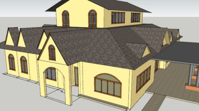 欧式风情别墅建筑SU模型下载_sketchup草图大师SKP模型