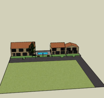 田园双拼别墅SU模型下载_sketchup草图大师SKP模型
