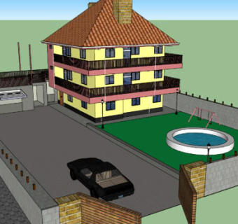 独栋别墅花园别墅SU模型下载_sketchup草图大师SKP模型