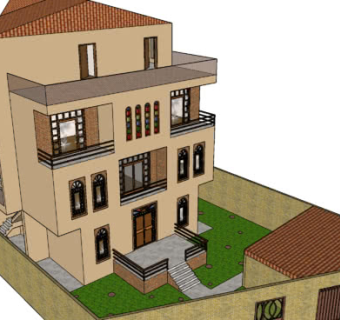 伊朗外观的现代别墅SU模型下载_sketchup草图大师SKP模型