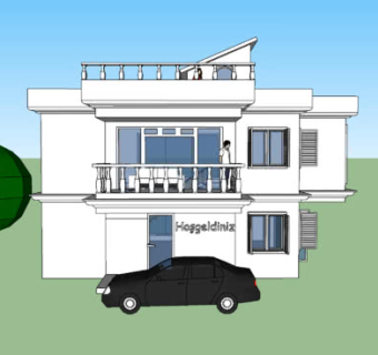 现代简易建筑别墅SU模型下载_sketchup草图大师SKP模型