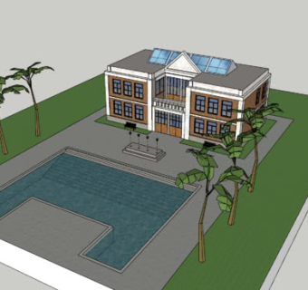 简欧风格别墅SU模型下载_sketchup草图大师SKP模型