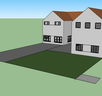 U型设计外观乡村别墅SU模型下载_sketchup草图大师SKP模型