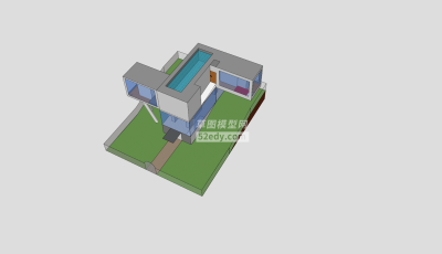 简易双层别墅设计SU模型下载_sketchup草图大师SKP模型